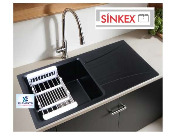 Single Bowl with drain board charcoal black( 36x18x8.5 inch )
