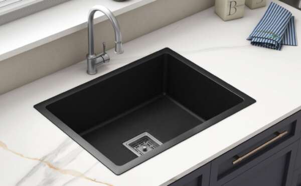 Matte Black Quartz Sinks Bowl  (24 x 18  inches)