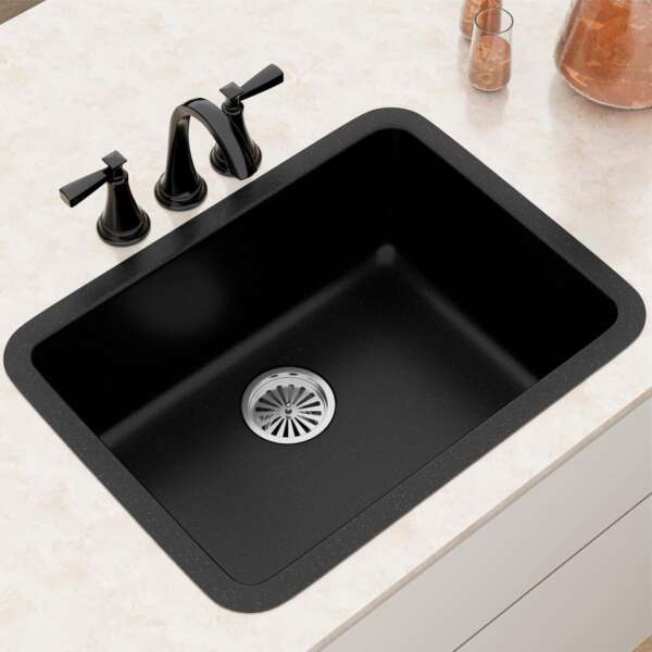 Matte Black Quartz Single sinks Bowl (24 x 18 inches)