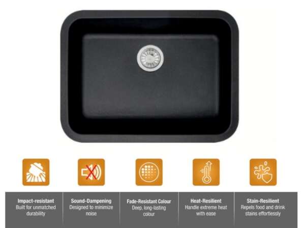Matte Black Quartz Single sinks Bowl (24 x 18 inches)