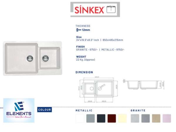 Double  sinkRock crema ( 34x19.5x8.5 inch)